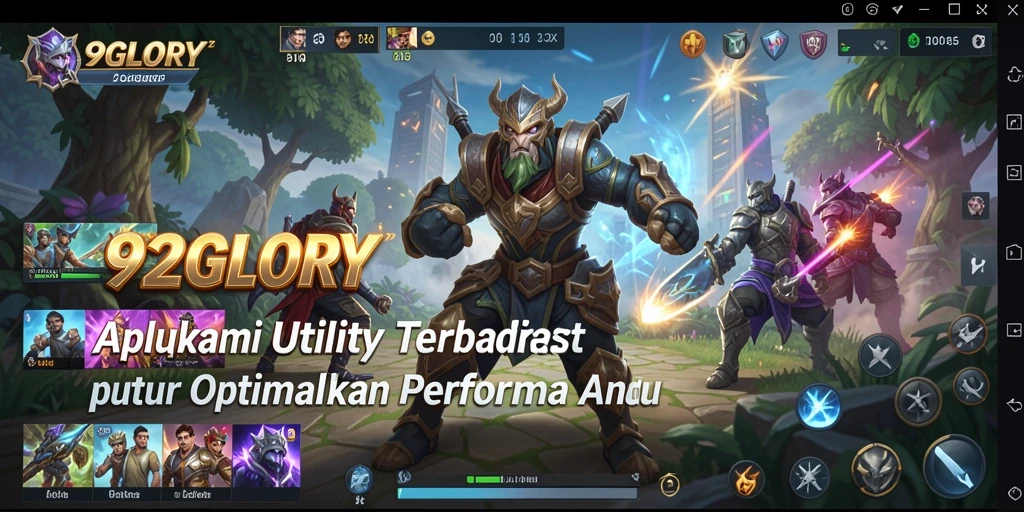 Tampilan aplikasi 92GLORY yang menampilkan fitur optimasi perangkat.