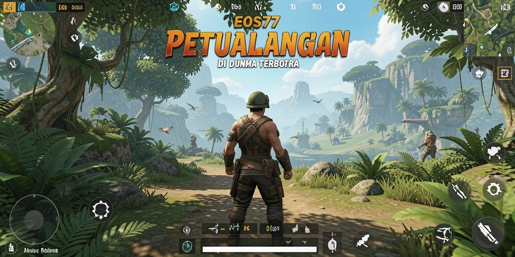 Tangkapan layar dari gameplay EOS77 menunjukkan dunia terbuka yang menakjubkan.
