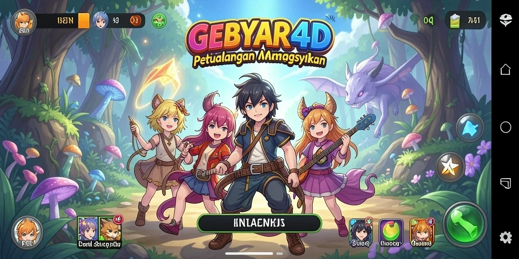 Tangkapan layar GEBYAR4D menampilkan karakter anime dalam aksi yang dinamis.