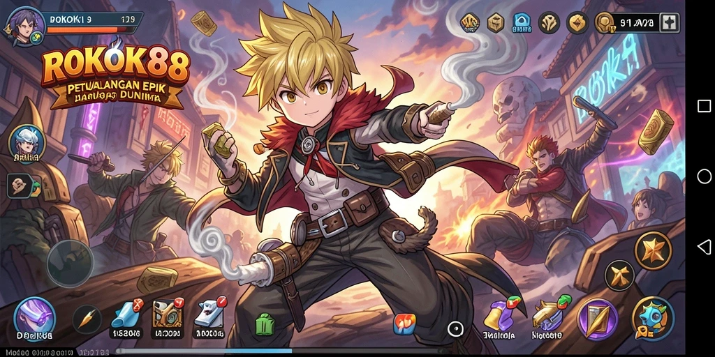 Tampilan gameplay ROKOK88 yang menyenangkan dengan karakter Anime.