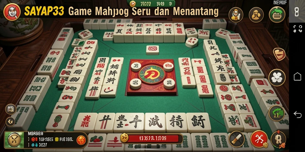 Tampilan gameplay SAYAP33 dengan desain ubin Mahjong yang menarik.