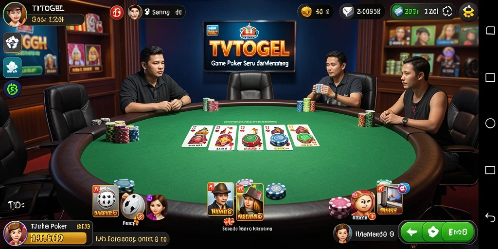 Tampilan screenshot permainan poker yang mendebarkan di TVTOGEL.